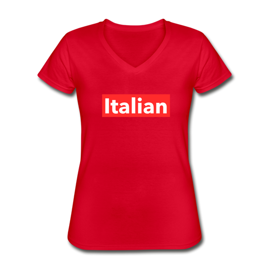 Italian red Women's V-neck T-shirt - red