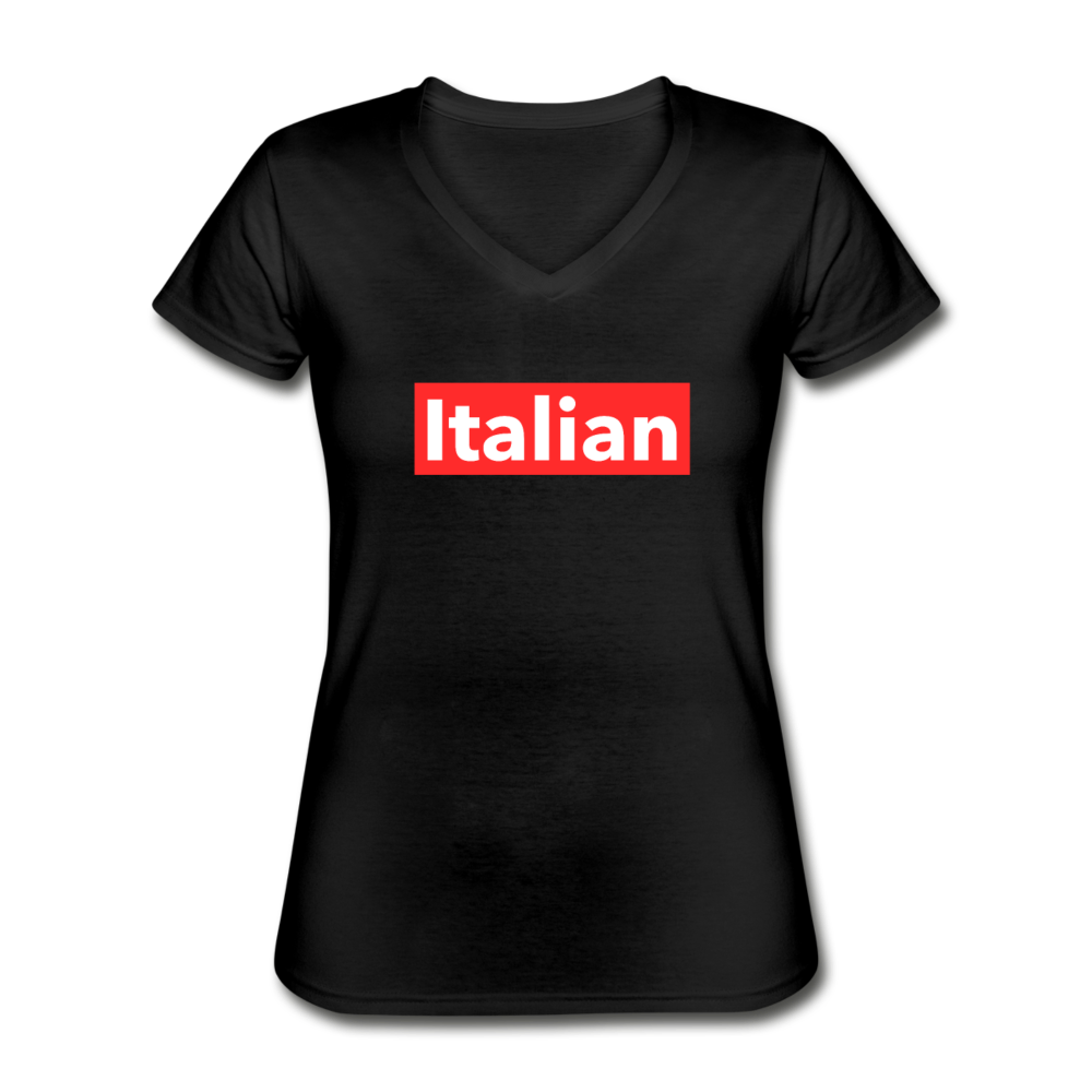 Italian red Women's V-neck T-shirt - black