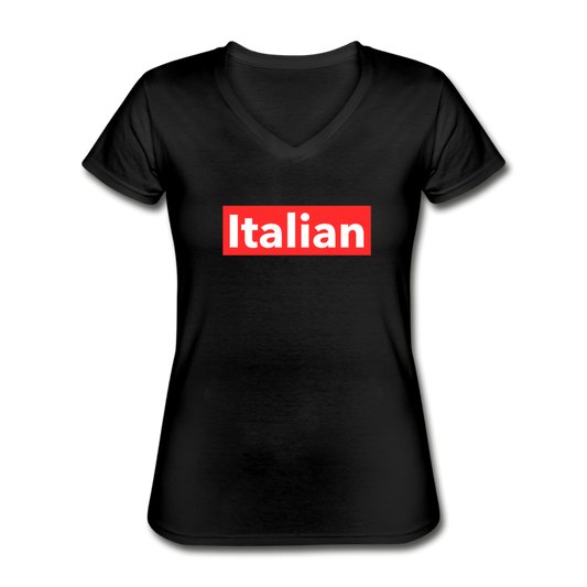 Italian red Women's V-neck T-shirt - black