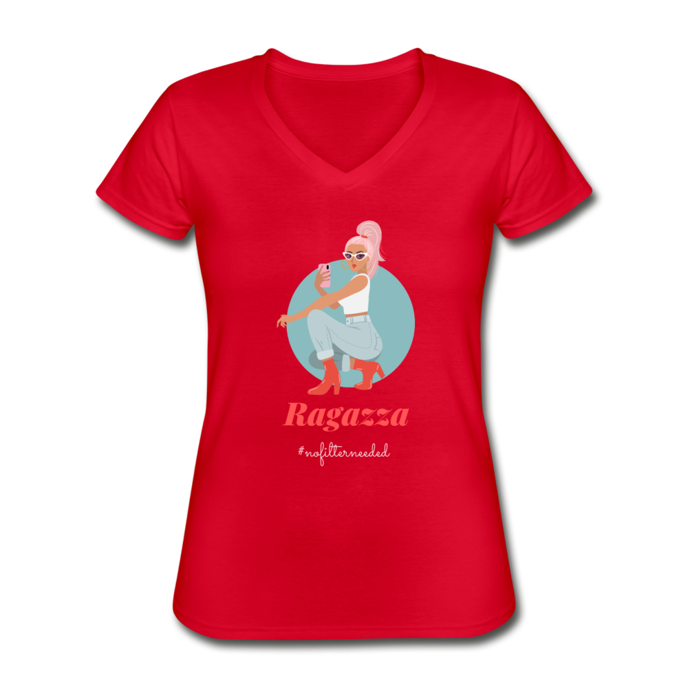 Ragazza, nofilterneeded Women's V-neck T-shirt - black