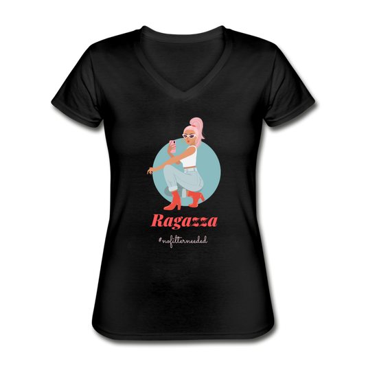 Ragazza, nofilterneeded Women's V-neck T-shirt - black