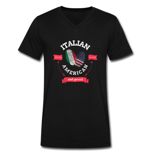 Italian - American and proud Unisex V-neck T-shirt - black