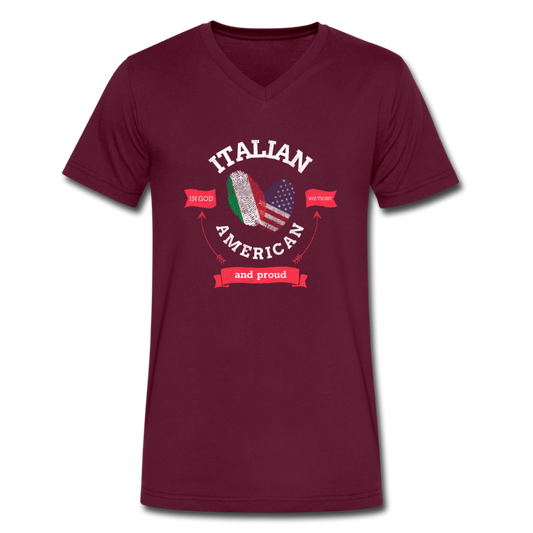 Italian - American and proud Unisex V-neck T-shirt - maroon