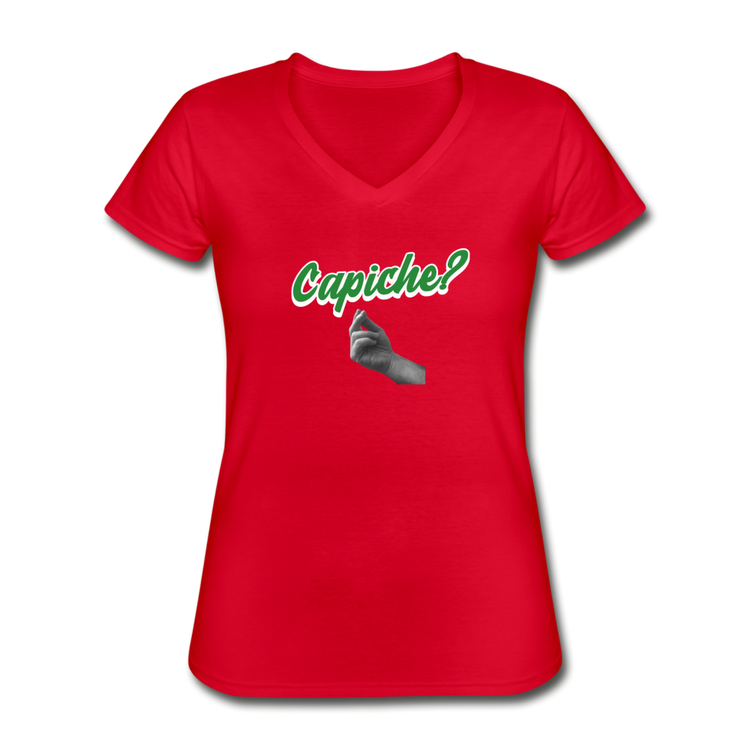 Capiche?  Women's V-neck T-shirt - red