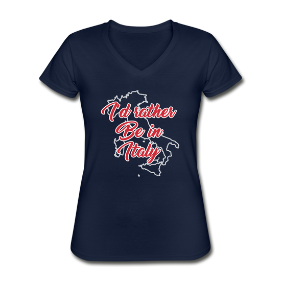 I'd rather be in Italy Women's V-neck T-shirt - navy