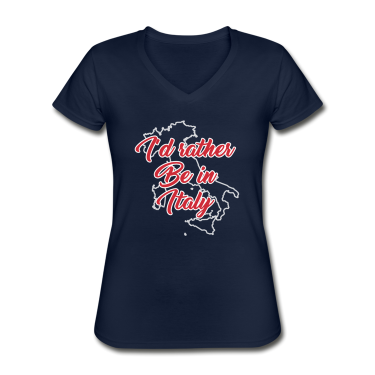 I'd rather be in Italy Women's V-neck T-shirt - navy