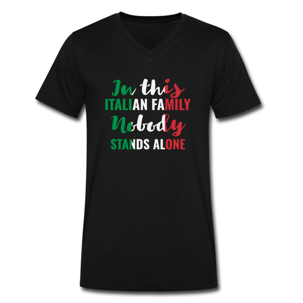 Italian family, nobody stands alone Unisex V-neck T-shirt - black