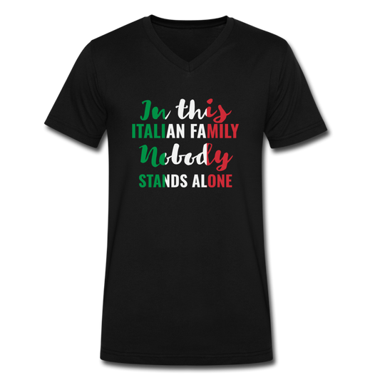 Italian family, nobody stands alone Unisex V-neck T-shirt - black