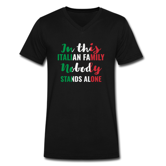 Italian family, nobody stands alone Unisex V-neck T-shirt - black