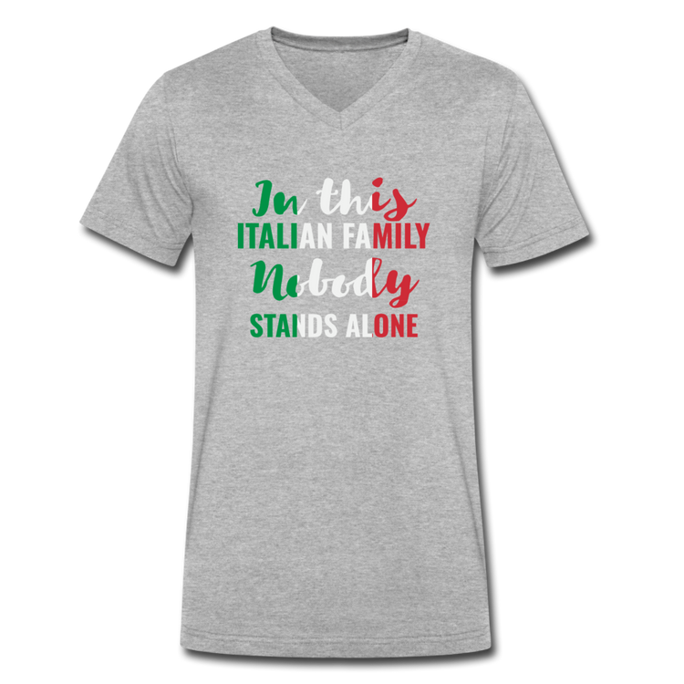 Italian family, nobody stands alone Unisex V-neck T-shirt - heather gray