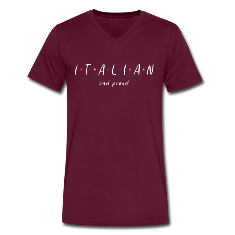 Italian and proud Unisex V-neck T-shirt - maroon