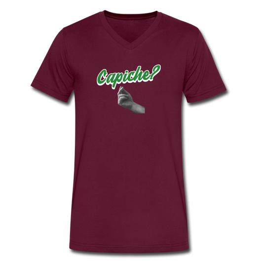 Capiche?  Unisex V-neck T-shirt - maroon