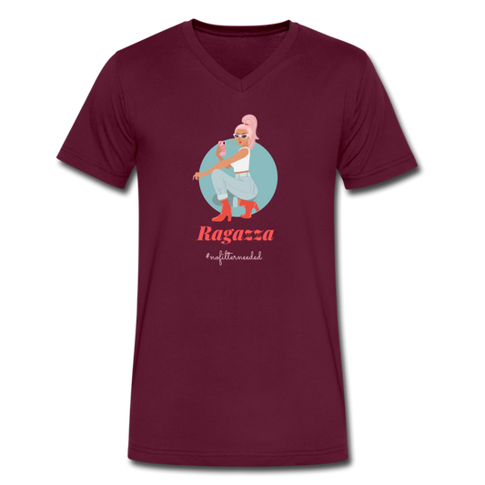 Ragazza, nofilterneeded Unisex V-neck T-shirt - maroon