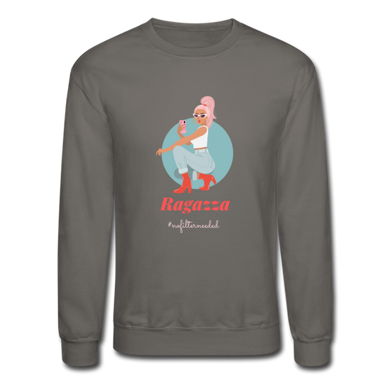 Ragazza, nofilterneeded Crewneck Sweatshirt - asphalt gray