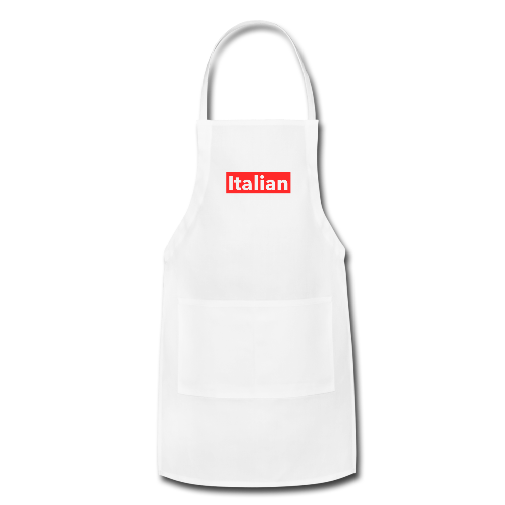 Italian red Apron - white
