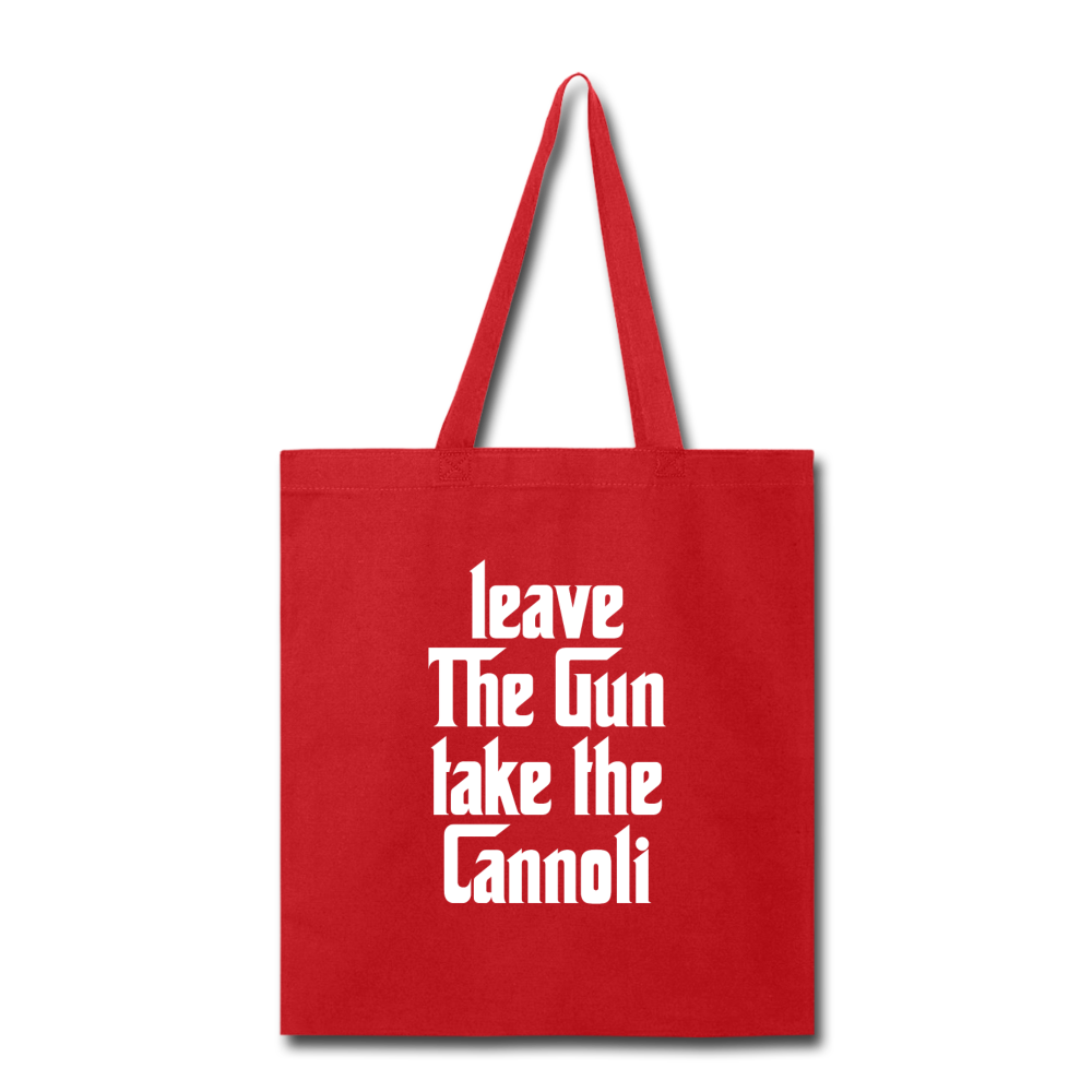 Leave The Gun Take The Cannolis Cotton Tote Bag - red
