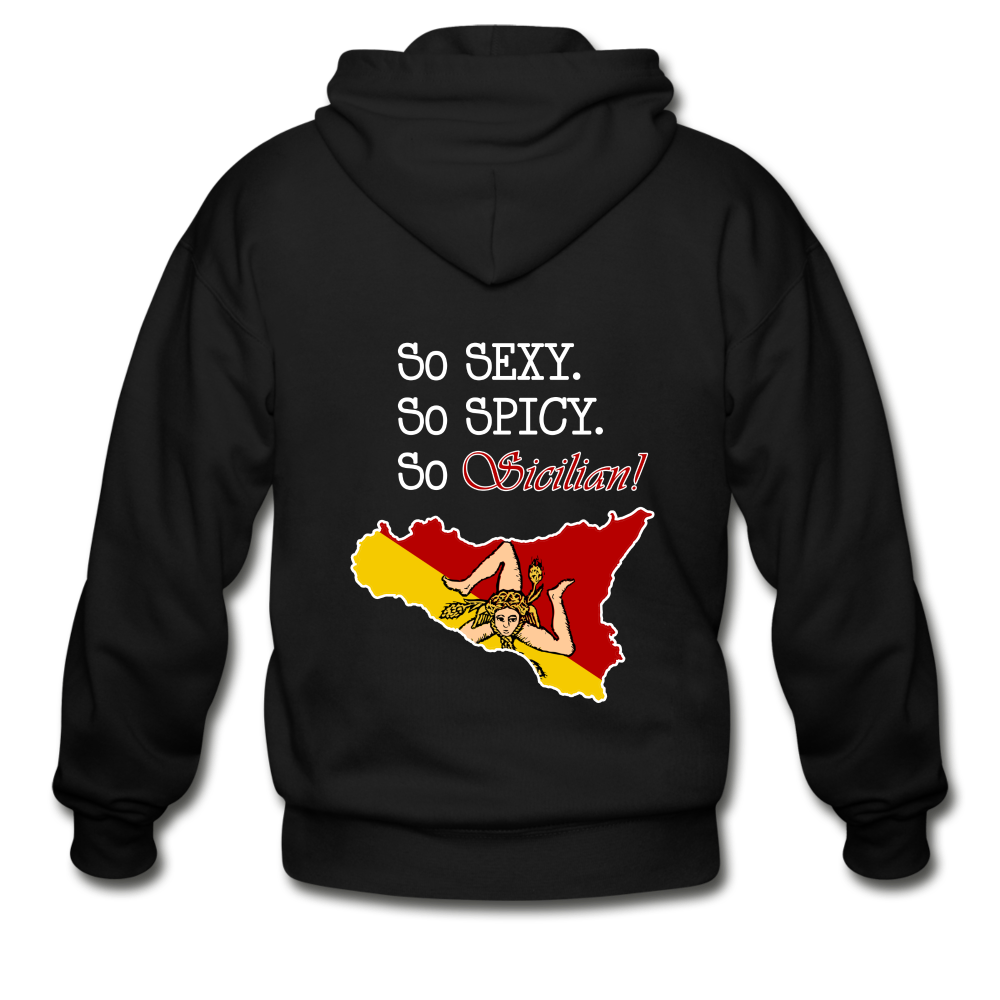 So sexy, So spicy, So Sicilian Unisex ZIP Hoodie Gildan Heavy Blend Adult Zip Hoodie - black