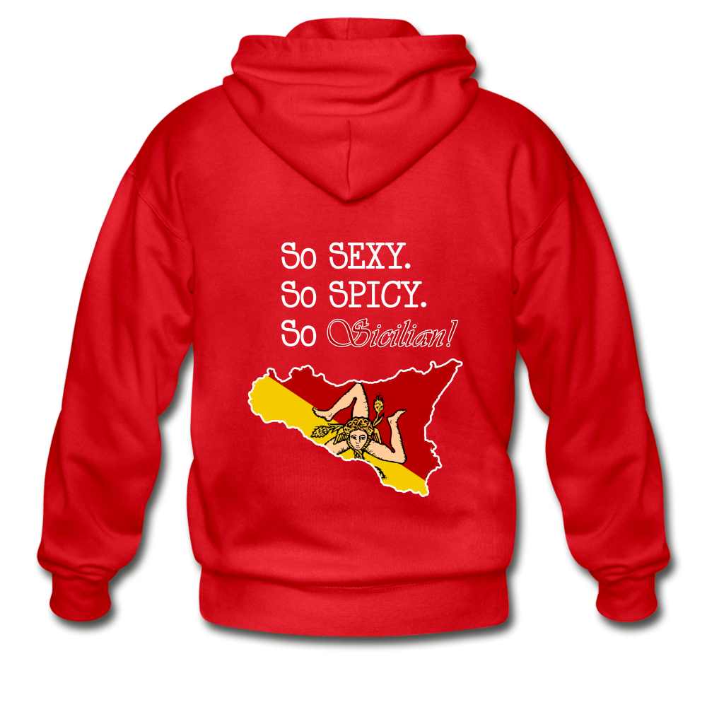 So sexy, So spicy, So Sicilian Unisex ZIP Hoodie Gildan Heavy Blend Adult Zip Hoodie - red