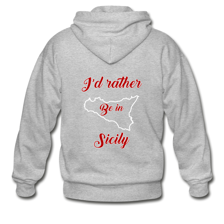 I'd rather be in Sicily Unisex ZIP Hoodie Gildan Heavy Blend Adult Zip Hoodie - heather gray