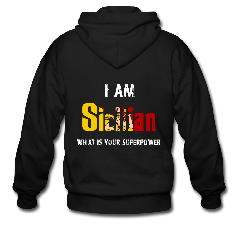 I am Sicilian what's your superpower? Unisex ZIP Hoodie Gildan Heavy Blend Adult Zip Hoodie - black