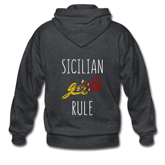 Sicilian girls rule Unisex ZIP Hoodie Gildan Heavy Blend Adult Zip Hoodie - deep heather