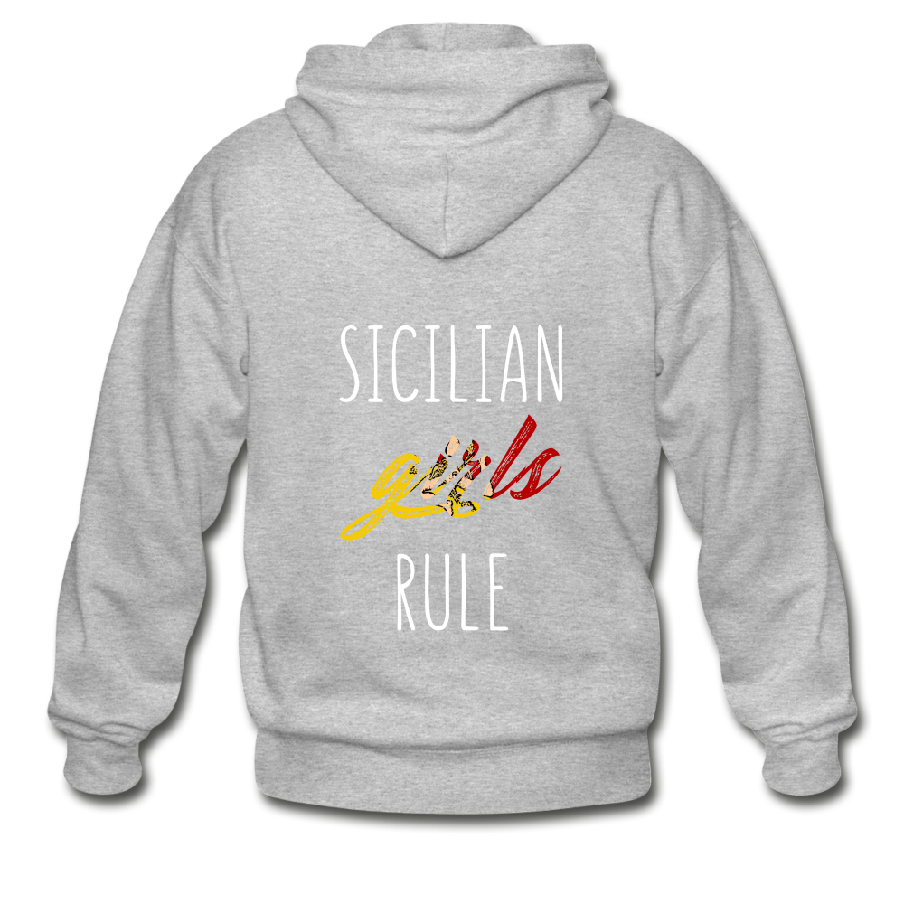 Sicilian girls rule Unisex ZIP Hoodie Gildan Heavy Blend Adult Zip Hoodie - heather gray