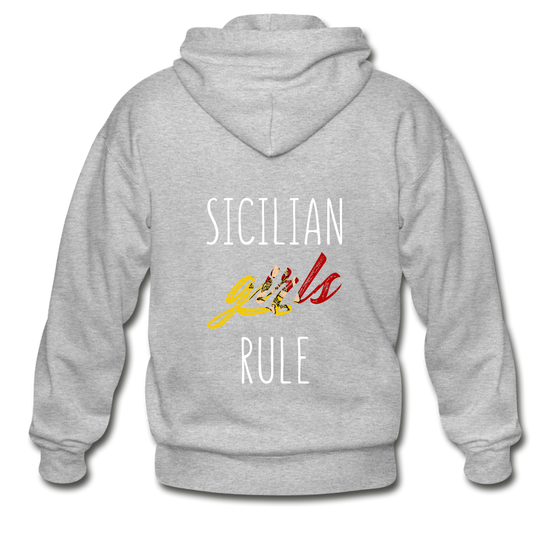 Sicilian girls rule Unisex ZIP Hoodie Gildan Heavy Blend Adult Zip Hoodie - heather gray