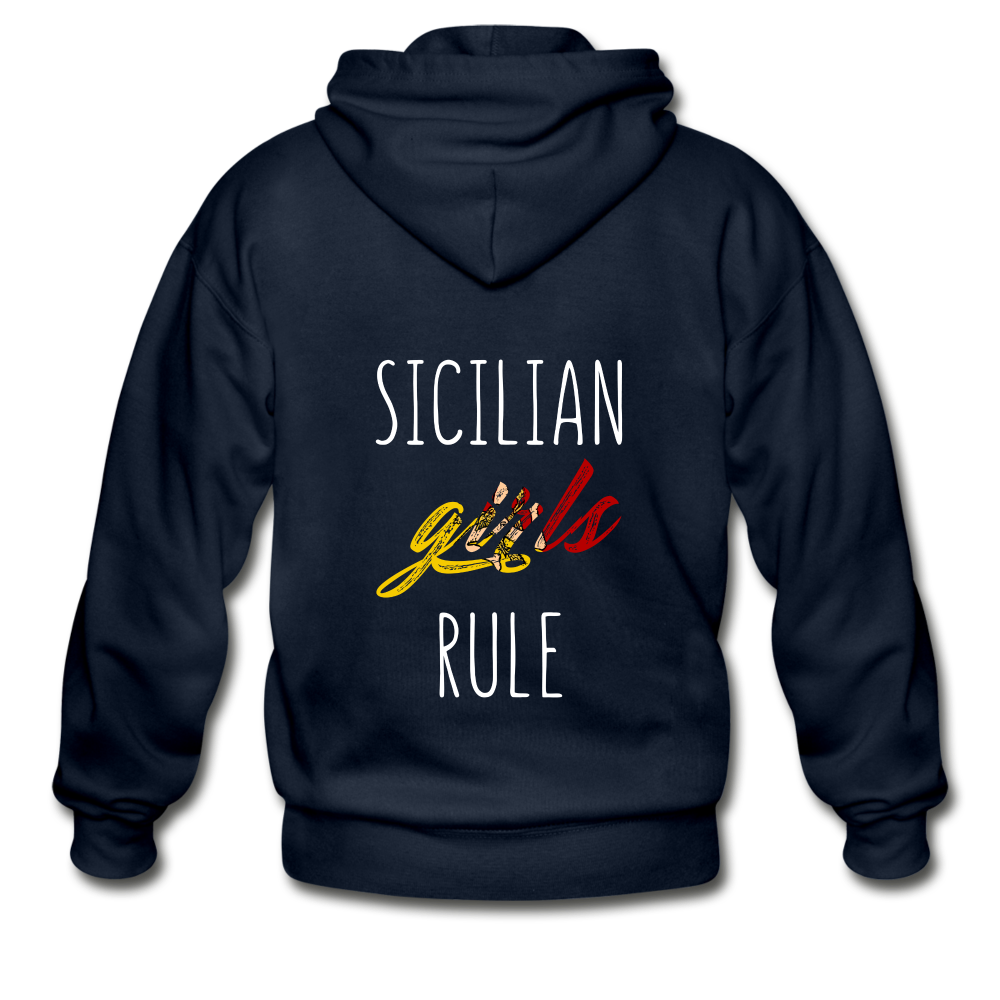 Sicilian girls rule Unisex ZIP Hoodie Gildan Heavy Blend Adult Zip Hoodie - navy