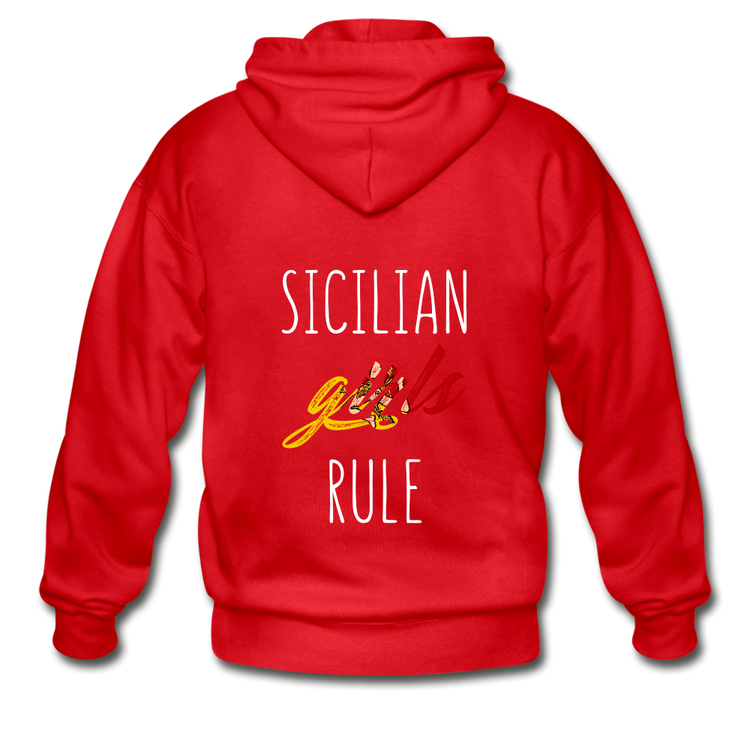 Sicilian girls rule Unisex ZIP Hoodie Gildan Heavy Blend Adult Zip Hoodie - red