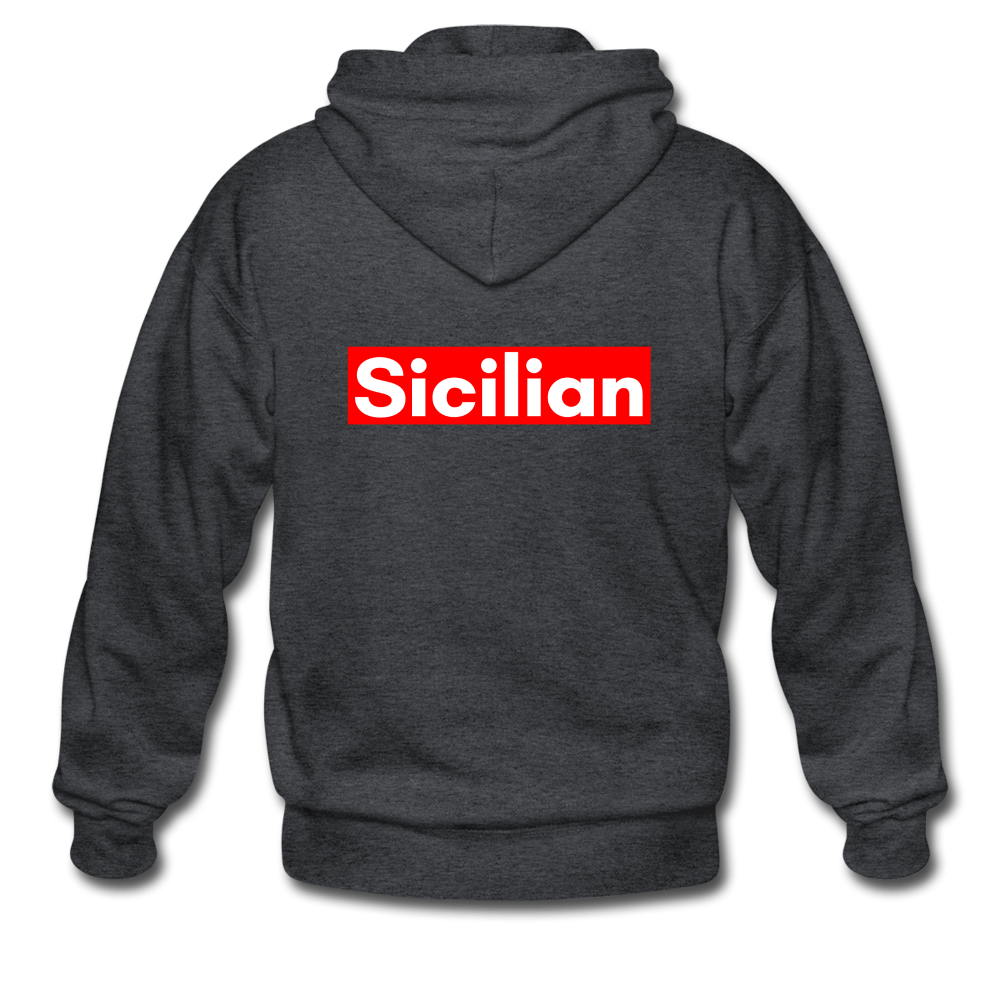 Sicilian Gildan Heavy Blend Adult Zip Hoodie - deep heather