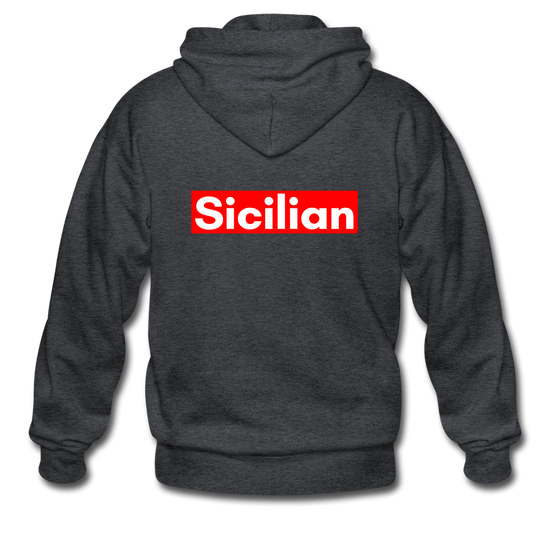 Sicilian Gildan Heavy Blend Adult Zip Hoodie - deep heather