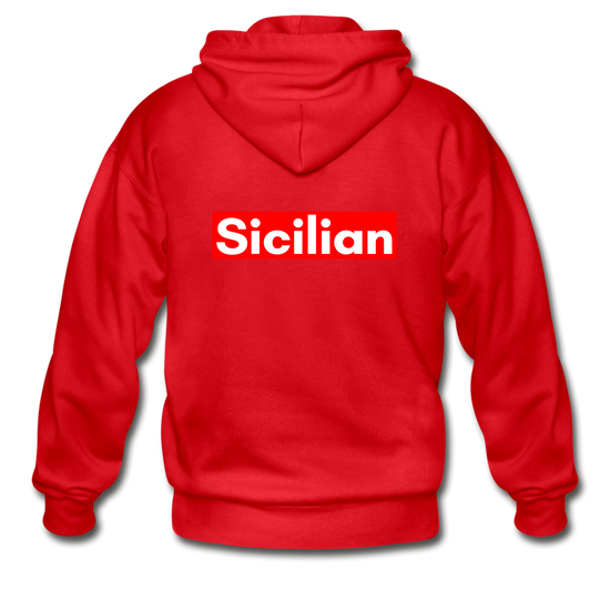 Sicilian Gildan Heavy Blend Adult Zip Hoodie - red