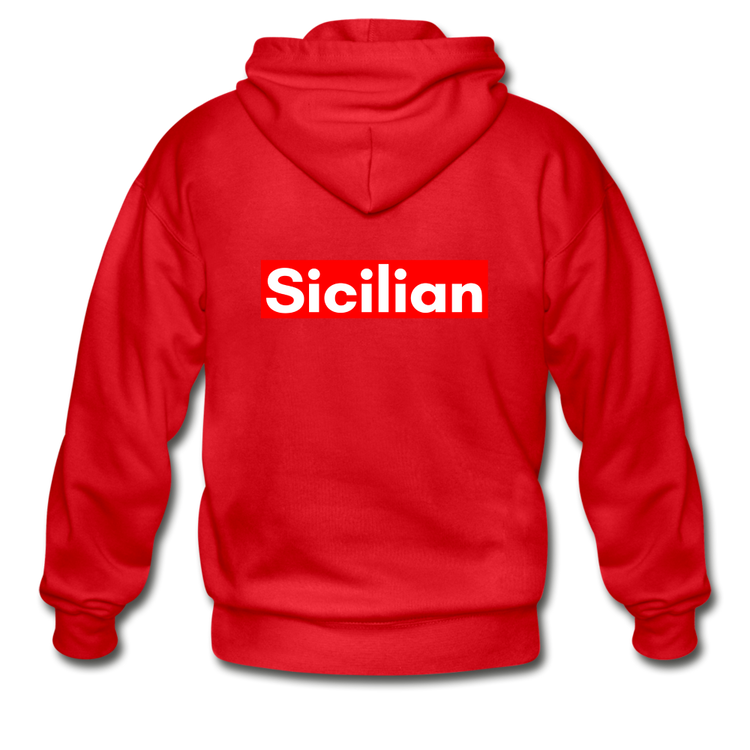 Sicilian Gildan Heavy Blend Adult Zip Hoodie - red