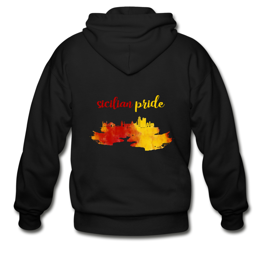 Sicilian Pride Gildan Heavy Blend Adult Zip Hoodie - black