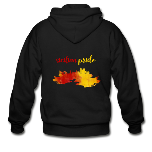 Sicilian Pride Gildan Heavy Blend Adult Zip Hoodie - black
