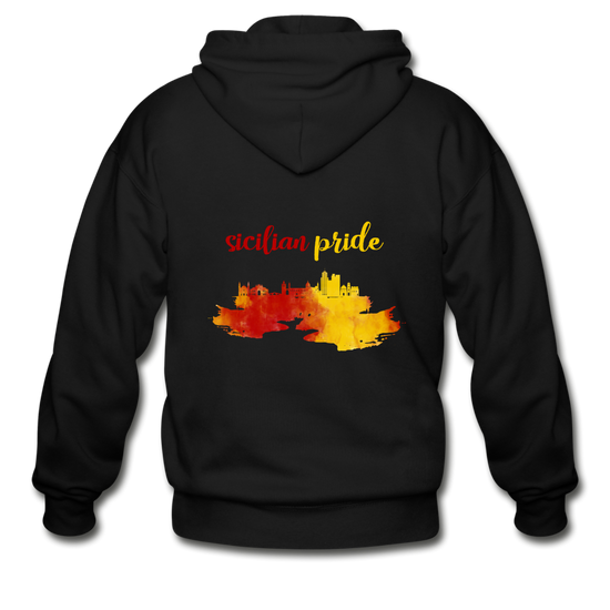 Sicilian Pride Gildan Heavy Blend Adult Zip Hoodie - black