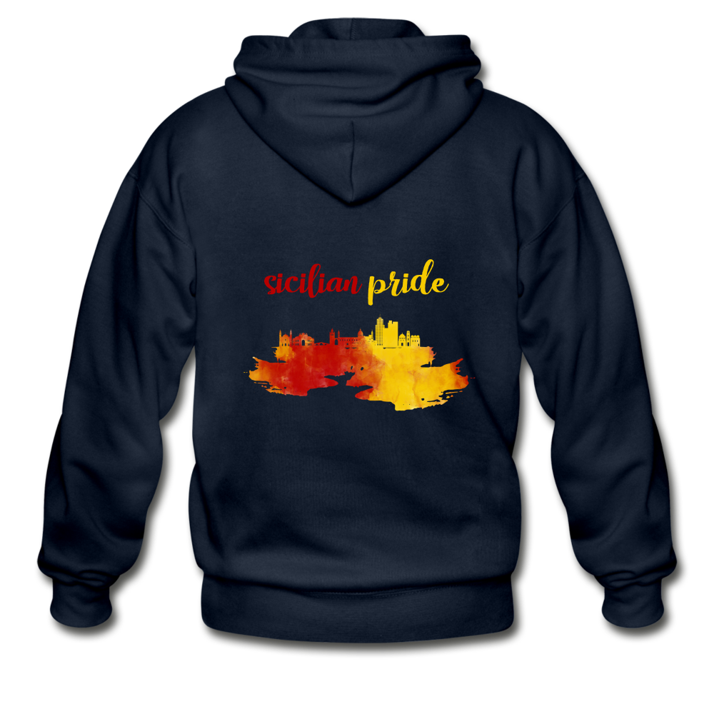Sicilian Pride Gildan Heavy Blend Adult Zip Hoodie - navy