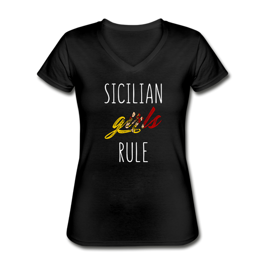 Sicilian girls rule Women's V-neck T-shirt - black