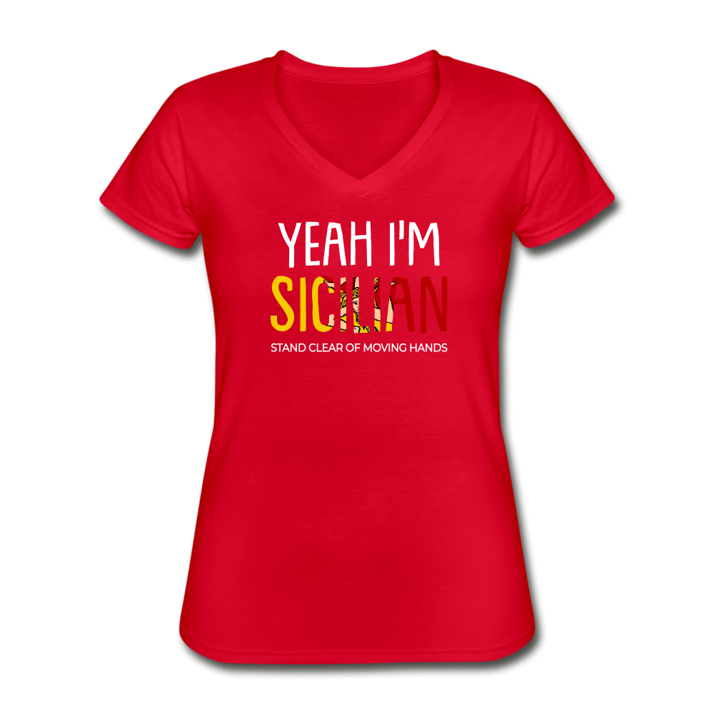 Yeah I am Sicilian Women's V-neck T-shirt - red