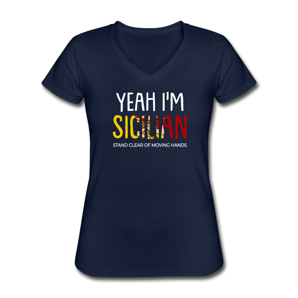 Yeah I am Sicilian Women's V-neck T-shirt - black