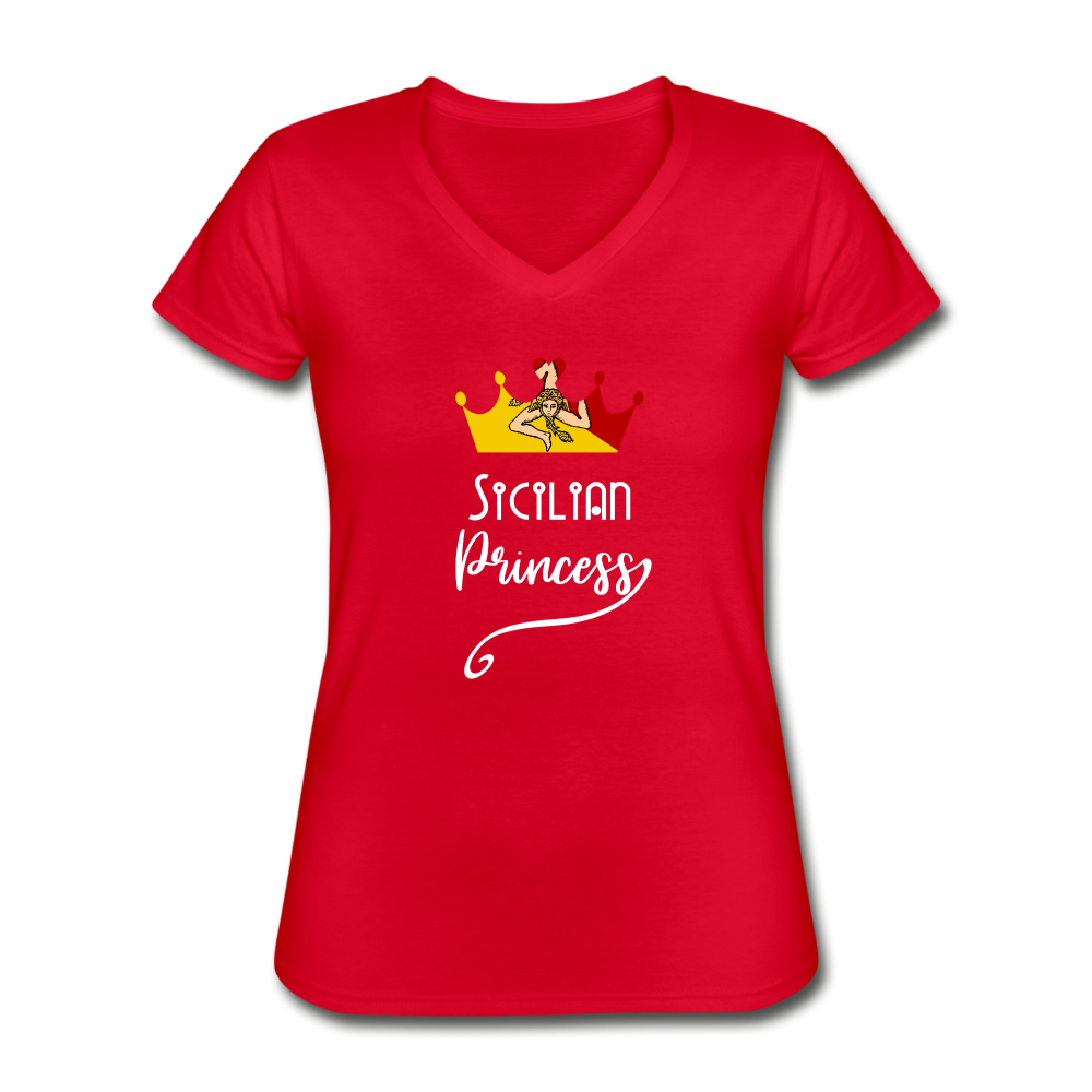 Sicilian Princess Women's V-neck T-shirt - red
