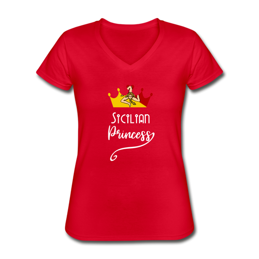 Sicilian Princess Women's V-neck T-shirt - red