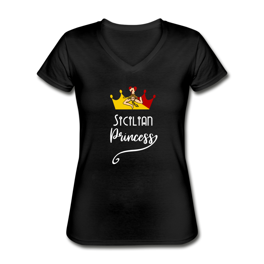Sicilian Princess Women's V-neck T-shirt - black