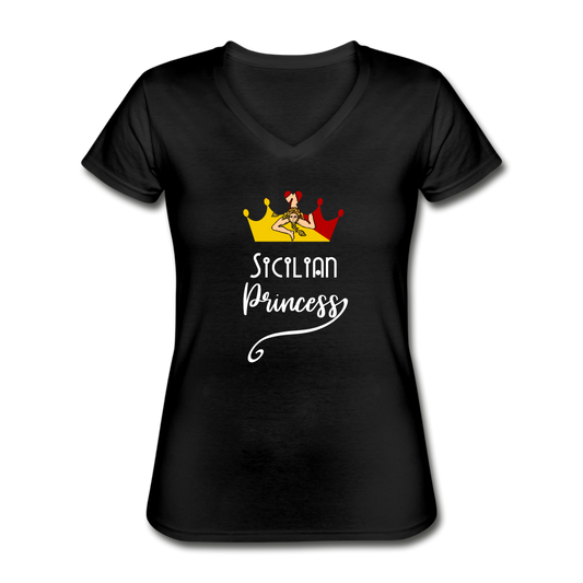 Sicilian Princess Women's V-neck T-shirt - black