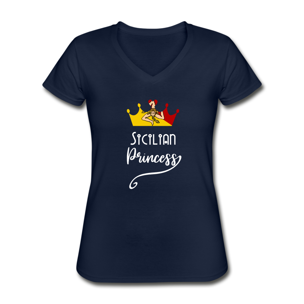 Sicilian Princess Women's V-neck T-shirt - navy