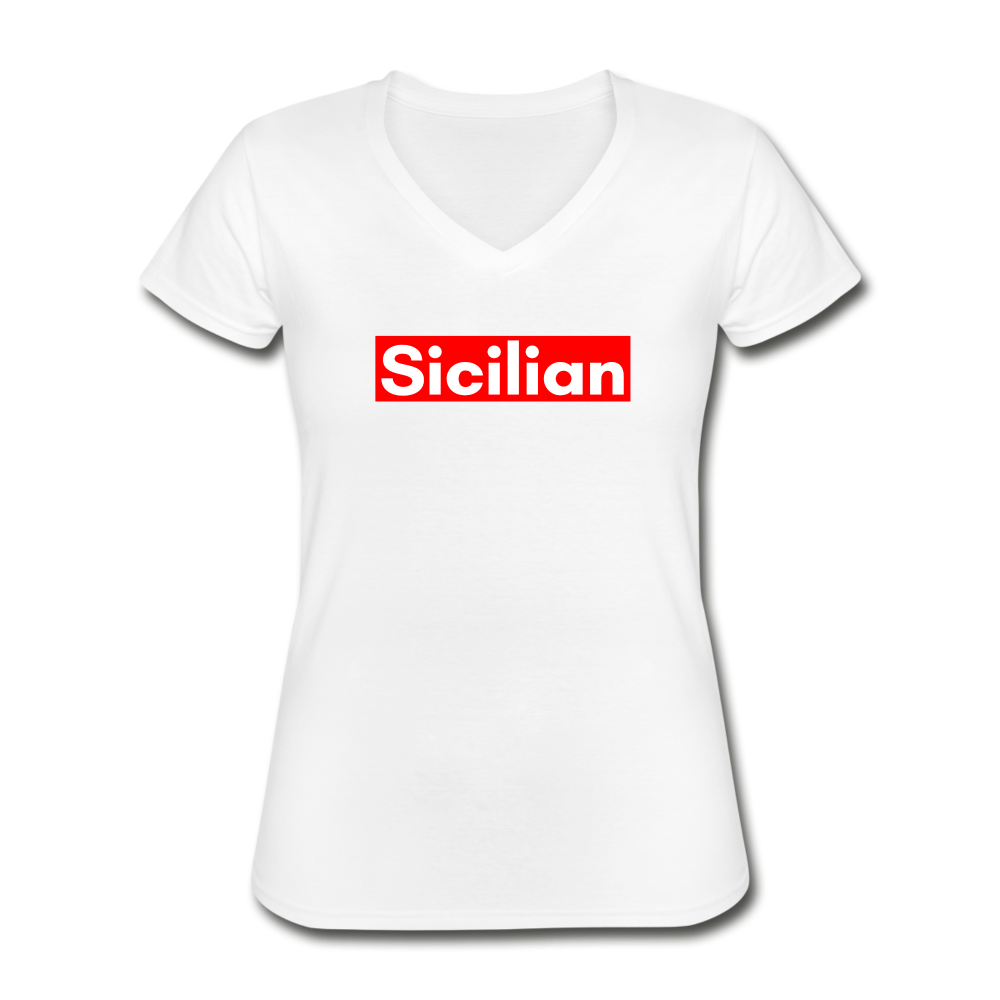Sicilian Women's V-neck T-shirt - white