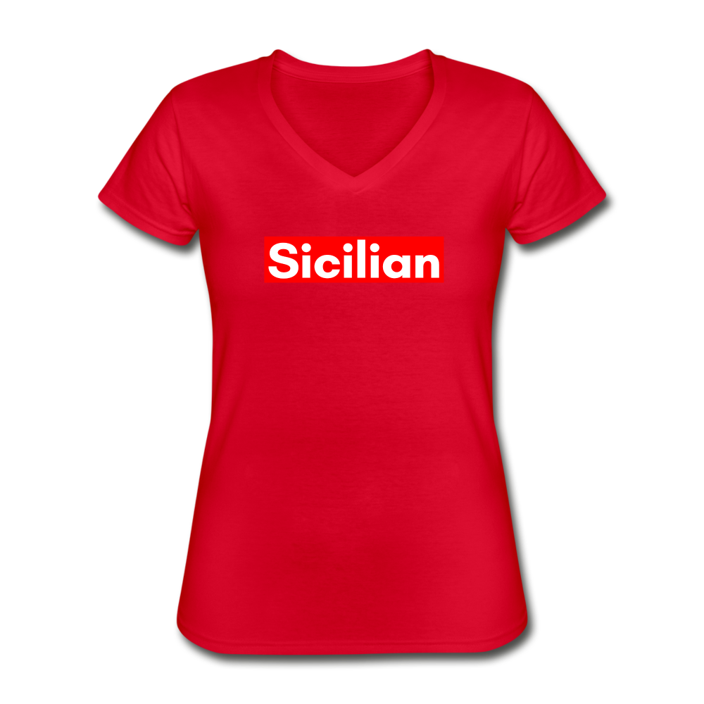 Sicilian Women's V-neck T-shirt - red