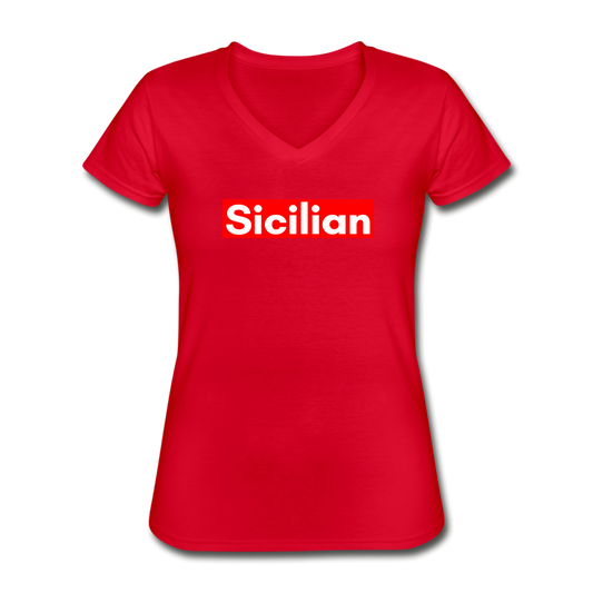 Sicilian Women's V-neck T-shirt - red