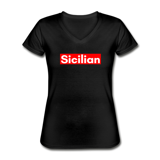 Sicilian Women's V-neck T-shirt - black