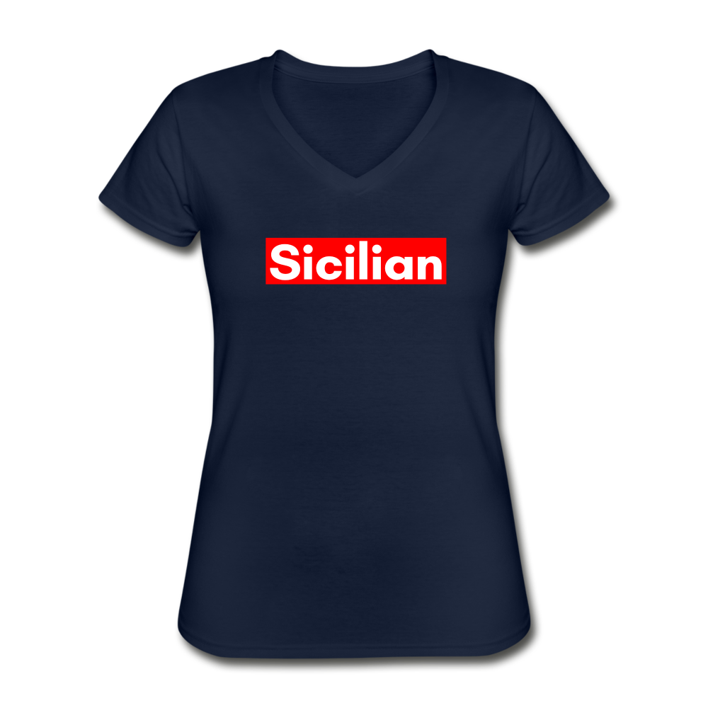 Sicilian Women's V-neck T-shirt - navy